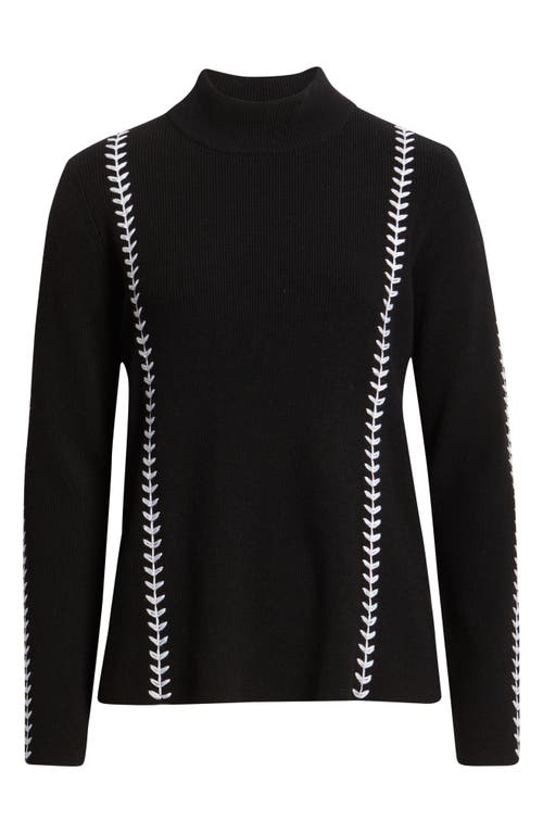 Elie Tahari The Goldie Mock Neck Rib Top In Black