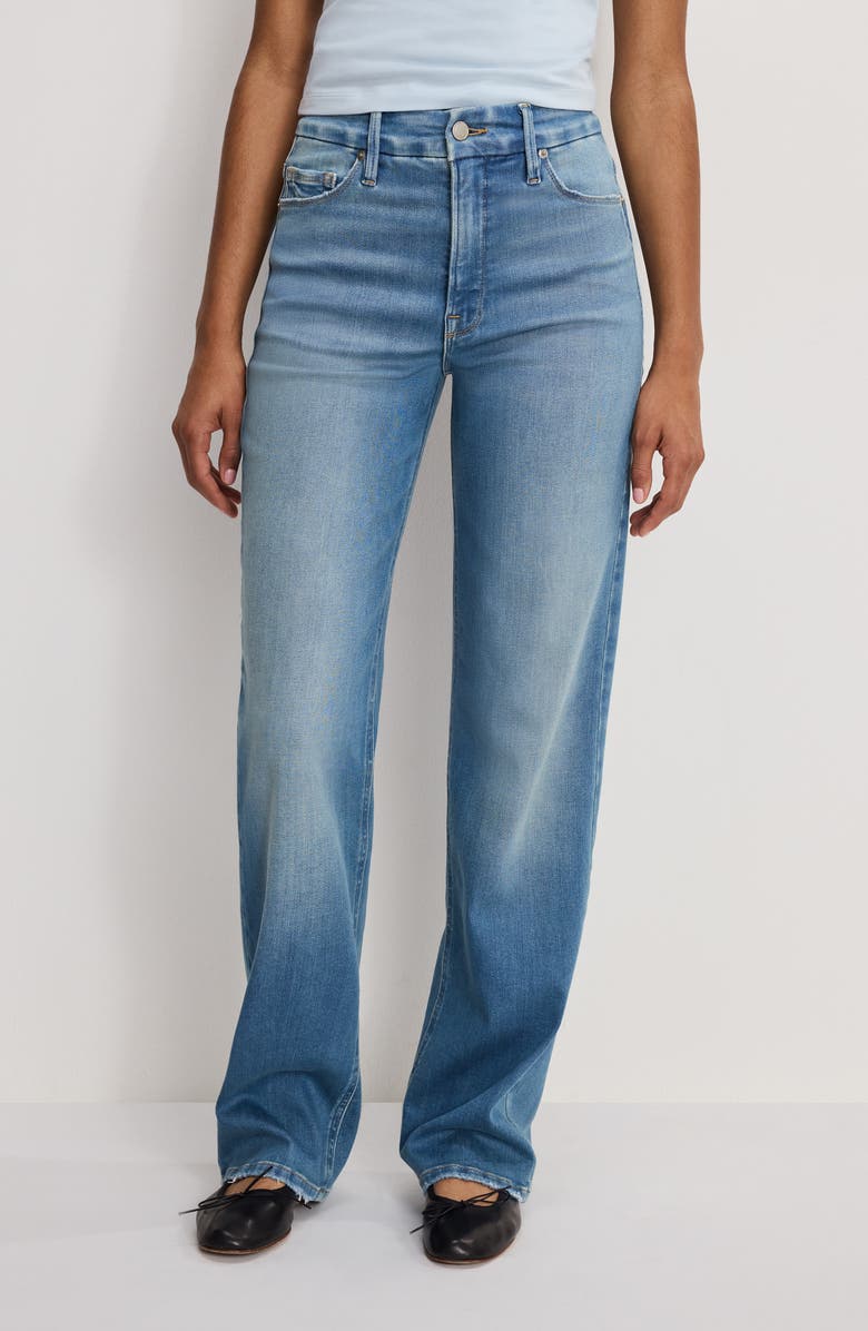 Good American Soft-Tech Good True Relaxed Straight Leg Jeans, Alternate, color, Indigo1125