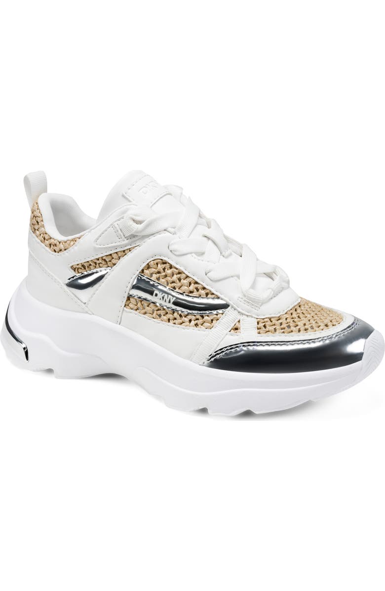 DKNY Juna Wedge Sneaker, Main, color, Natural/ White