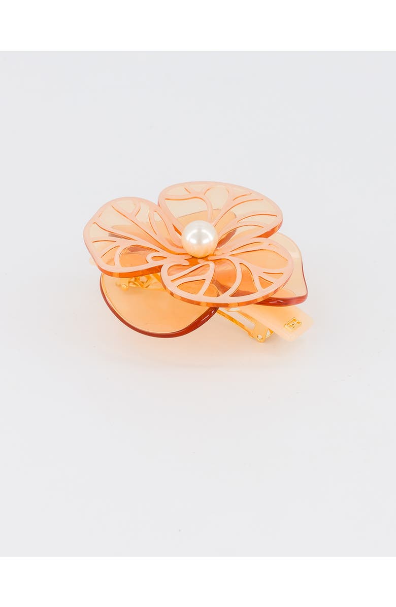 Alexandre de Paris Boheme camelia acetate hair barette, Alternate, color, Peach