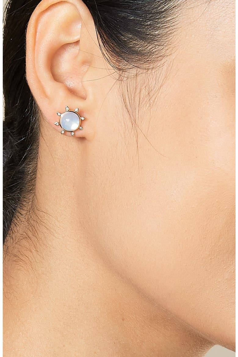 Cosmic Sun Studs, Alternate, color, Moon Quartz
