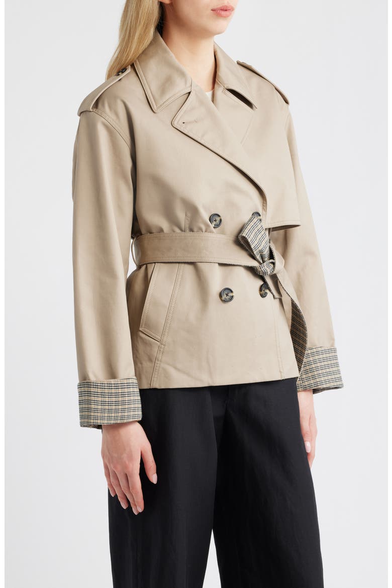 Bonnie Crop Trench Coat, Alternate, color, KHAKI