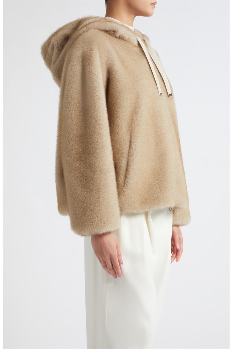 Mink Faux Fur Hooded Blouson Jacket, Alternate, color, 1985 CHAMPAGNE