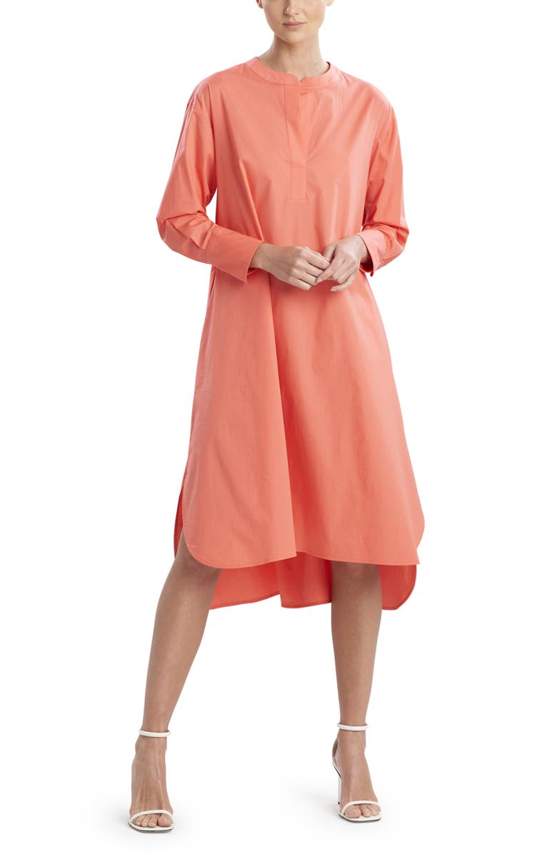 Natori Long Sleeve Cotton Poplin Dress, Main, color, 