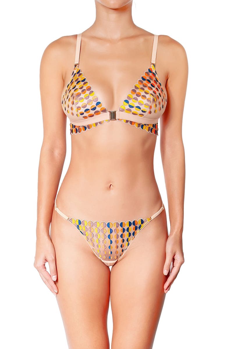 Huit Deco Dot Thong, Alternate, color, Beige Multi Dot