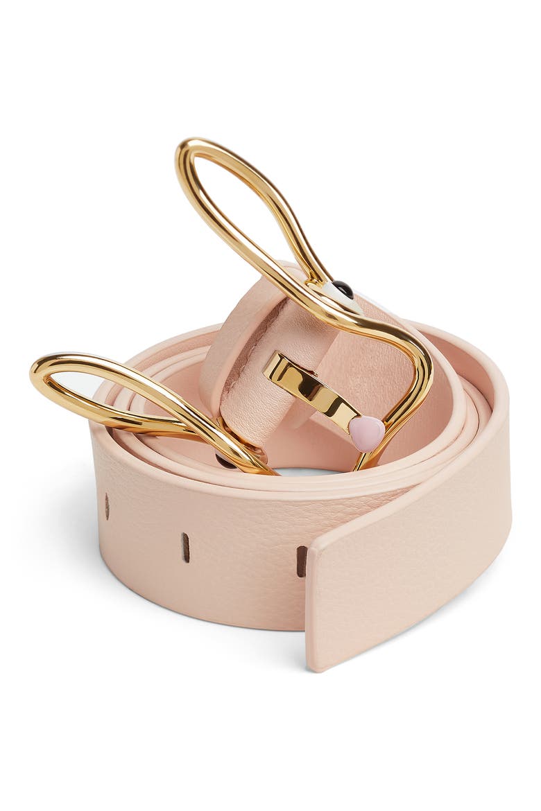 Rabbit Buckle Leather Belt, Alternate, color, 6817 CAMEO-MUSE BRASS