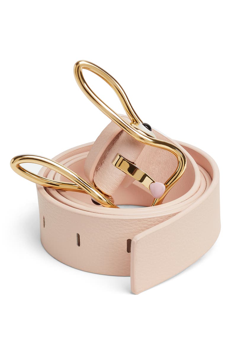 Bottega Veneta Rabbit Buckle Leather Belt, Alternate, color, 6817 Cameo-Muse Brass