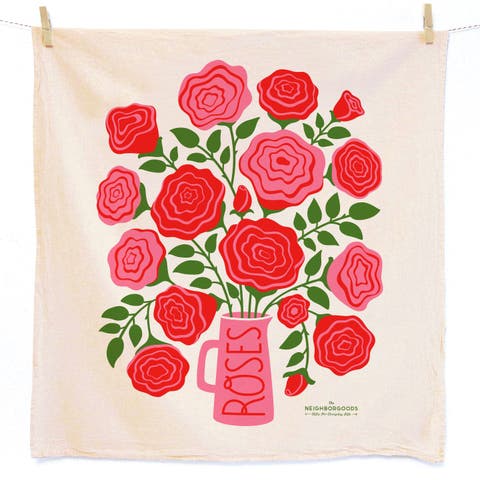 Roses Dish Towel + Sponge Cloth Gift Set
