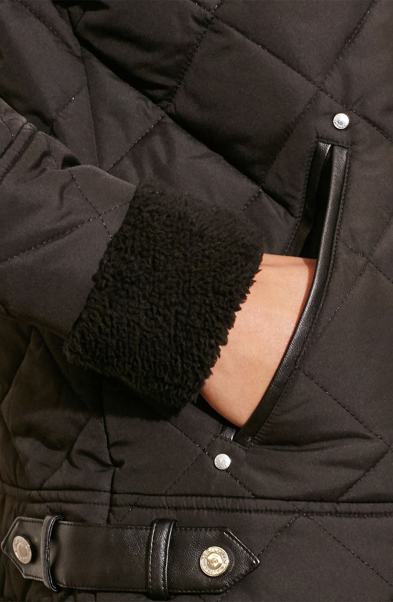 Lauren Ralph Lauren Faux Shearling Trim Quilted Bomber Jacket, Alternate, color, 