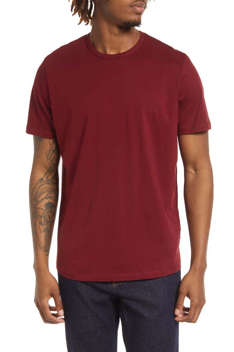 Crewneck Pima Cotton T-Shirt, Main, color, QUEENS MERLOT