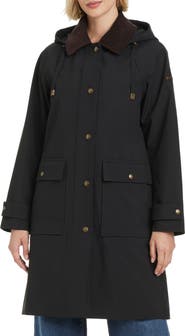 Vince Camuto Contrast Collar Longline Raincoat