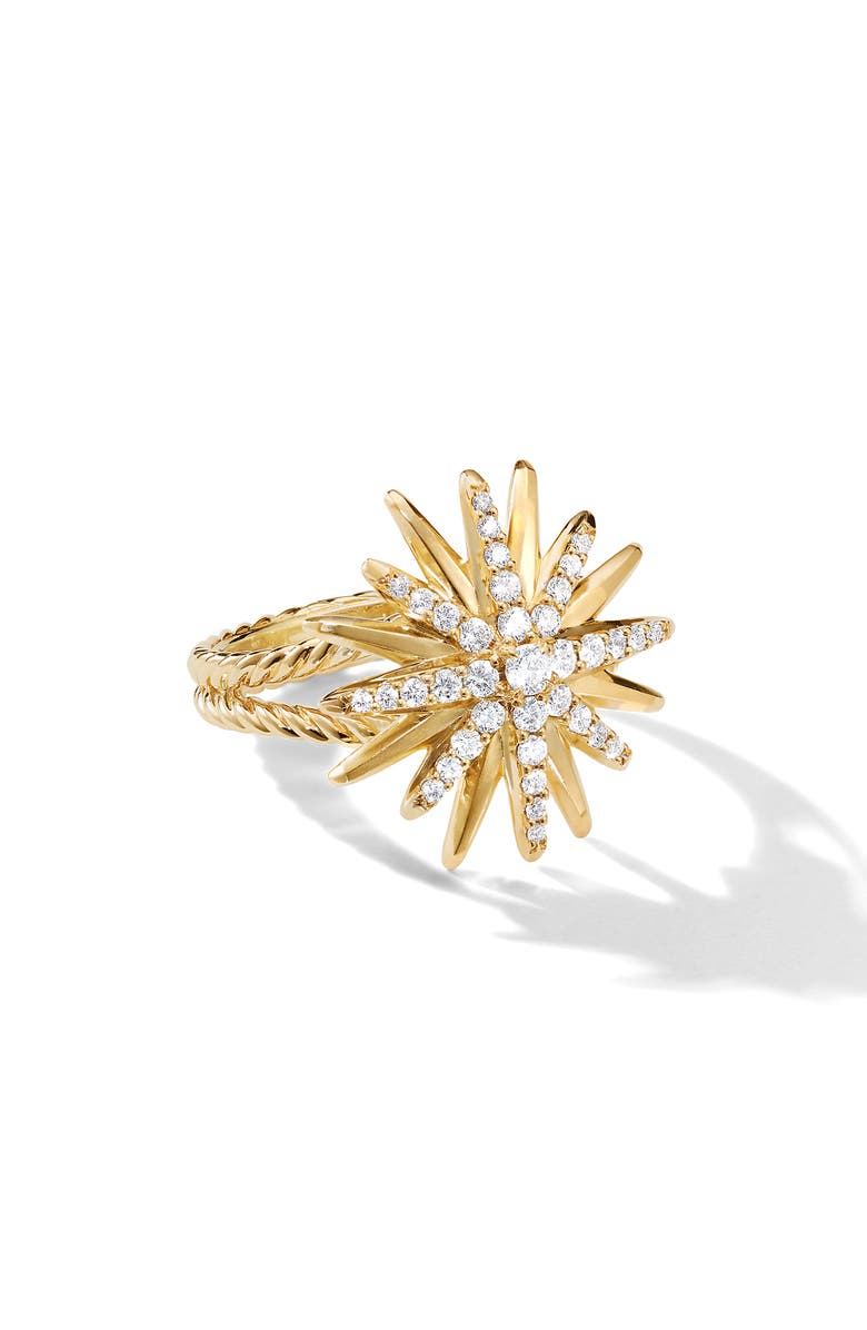 David Yurman Starburst Ring in 18K Yellow Gold with Pavé Diamonds, Alternate, color, 