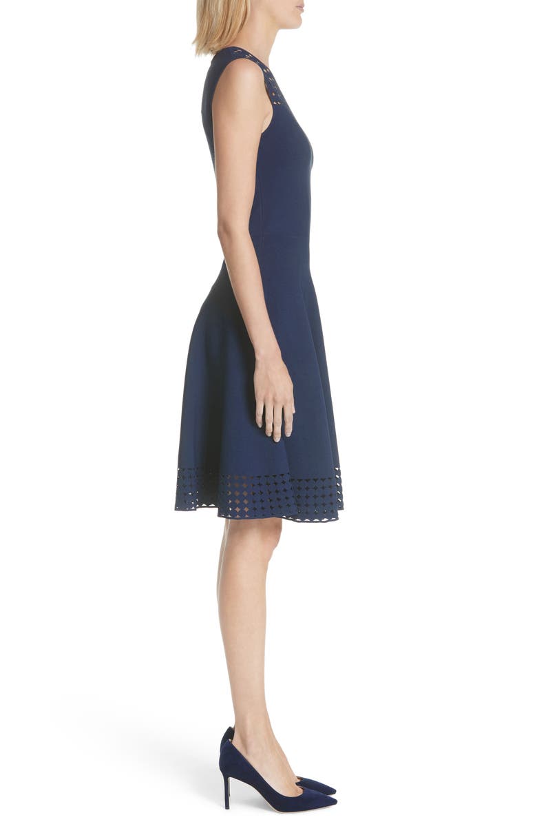 Akris punto Eyelet Fit & Flare Dress, Alternate, color, 