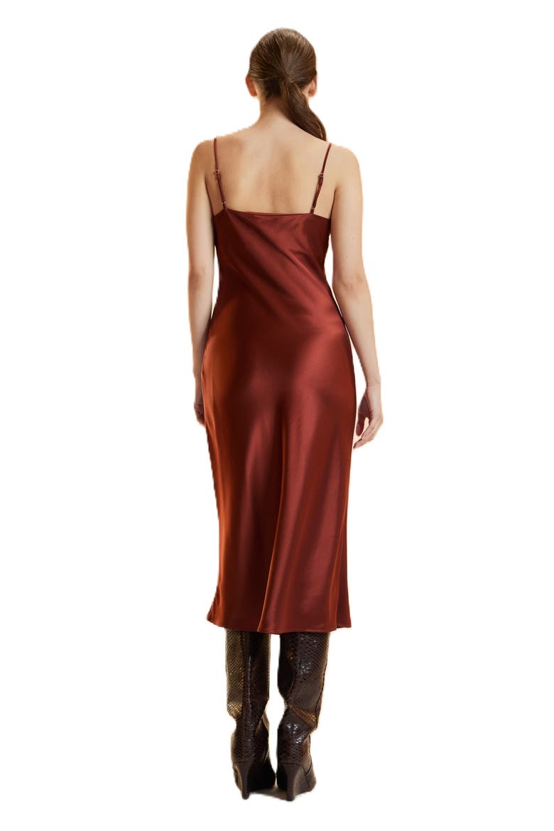 Satin Slip Dress, Alternate, color, Rust