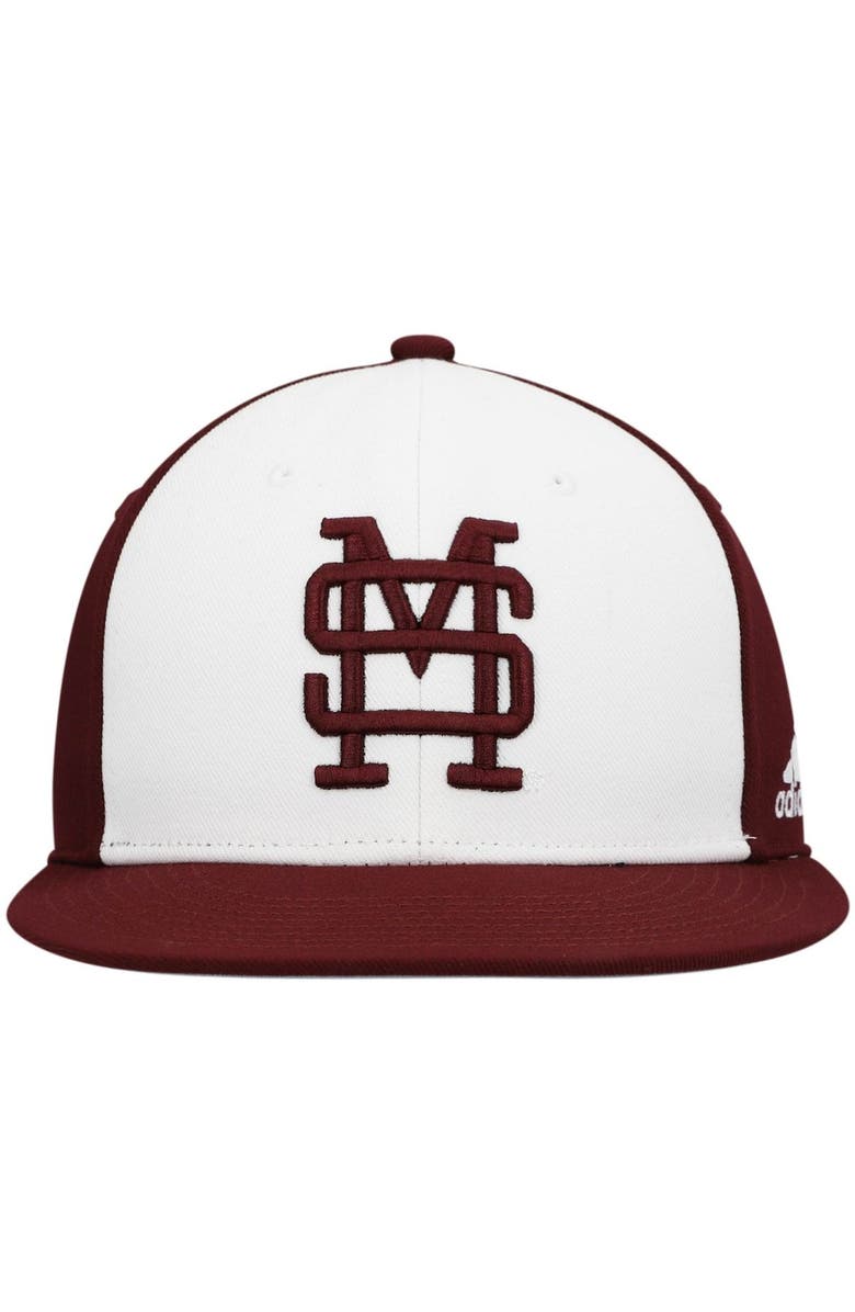 adidas Men's adidas White Mississippi State Bulldogs On-Field Baseball Fitted Hat, Alternate, color, White