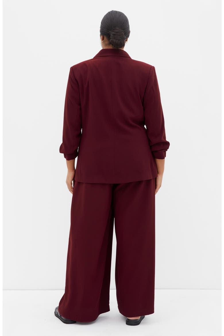 Abbie Ruched Sleeve Blazer, Alternate, color, DARK CHERRY