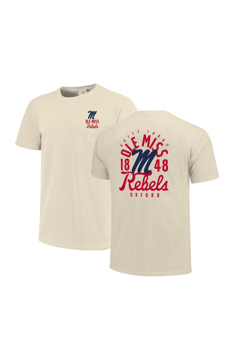 IMAGE ONE Men's Cream Ole Miss Rebels Comfort Colors Mascot Overlay T-Shirt, Main, color, Cream