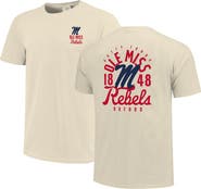 IMAGE ONE Men's Cream Ole Miss Rebels Comfort Colors Mascot Overlay T-Shirt