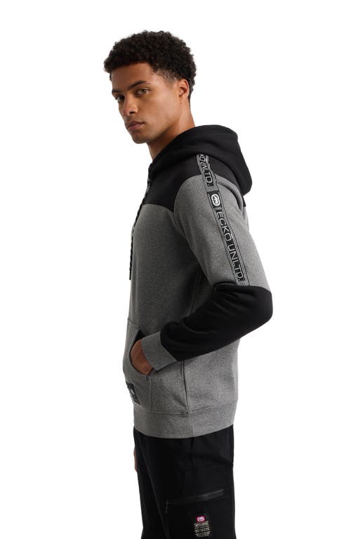 Ecko Unltd . Half Block Hoodie In Grey Marled/black