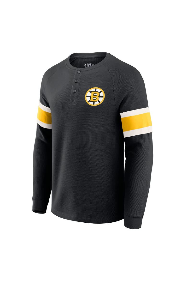 Men's Darius Rucker Collection by Fanatics Black Boston Bruins Waffle-Knit Raglan Long Sleeve Henley T-Shirt, Alternate, color, Black