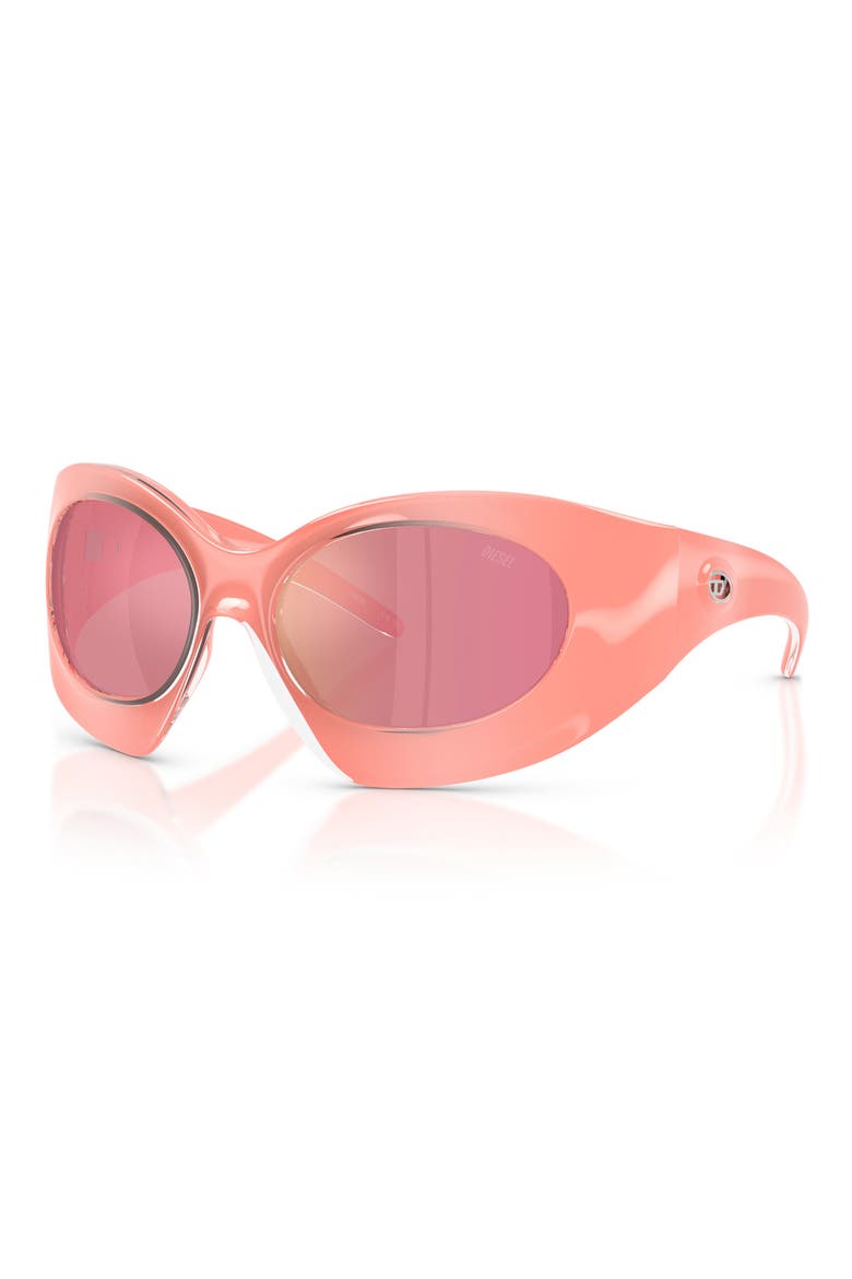 56mm Mirrored Cat Eye Sunglasses, Alternate, color, CRISTAL VARNISH PEACH / PINK