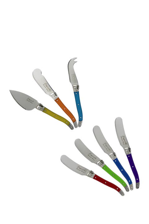7-Piece Laguiole Jewel Colors Cheese Knife & Spreader Set