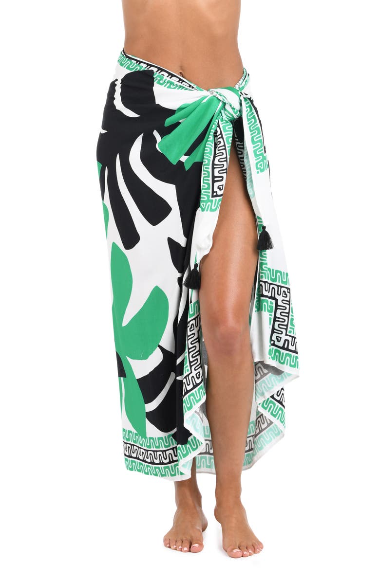 Sunshine 79 Monstera Cover-Up Pareo, Main, color, Green Multi