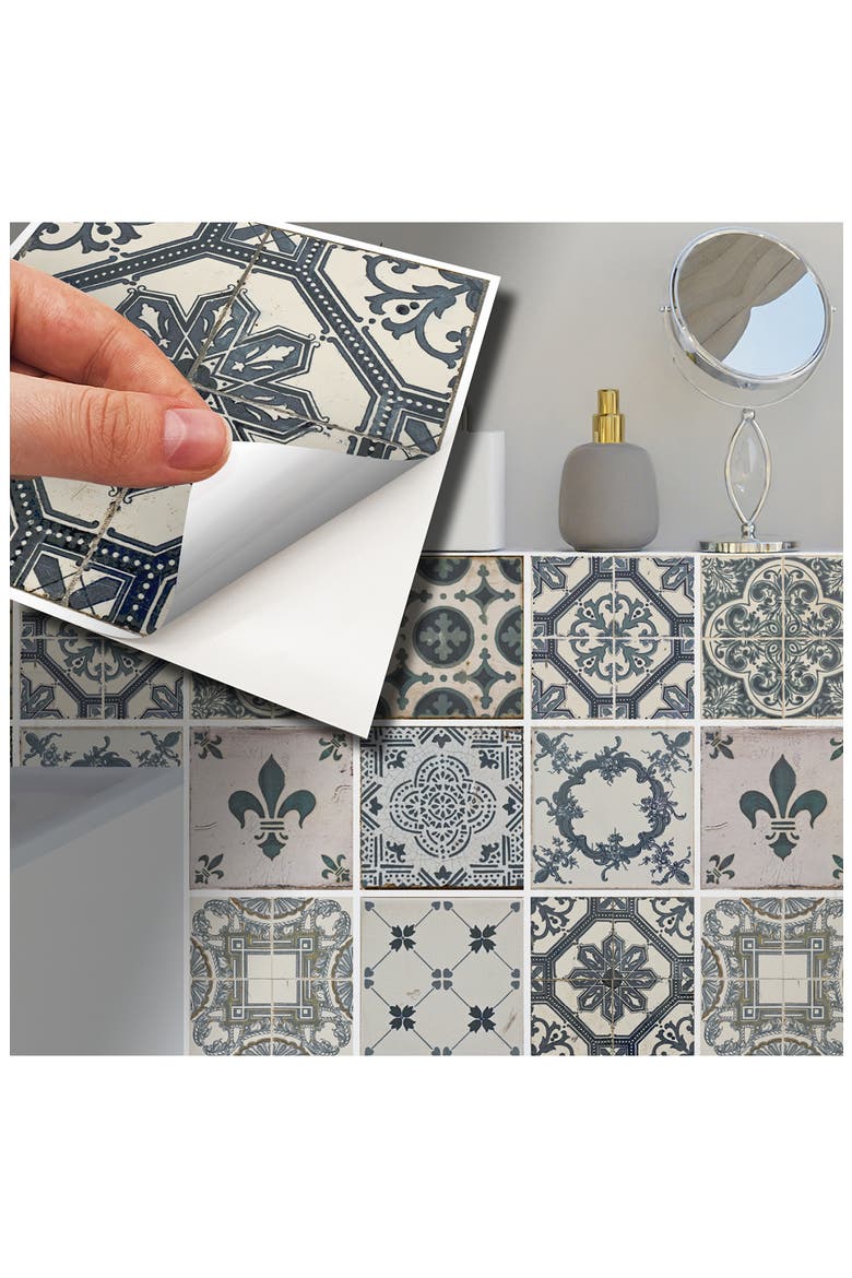 Vintage Blue Azulejo Wall Tiles - Pack of 5, Alternate, color, BLUE