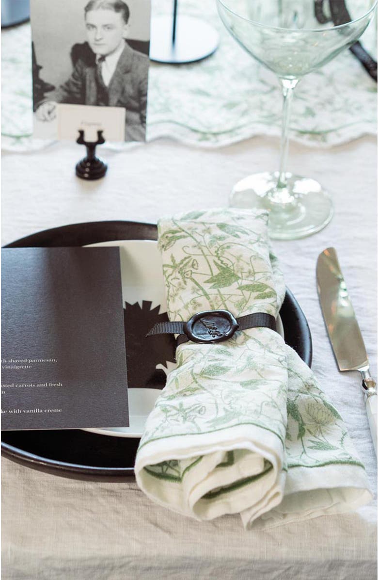 Bond & Grace Inner Garden Society Dinner Napkins - Set of Four, Alternate, color, Green