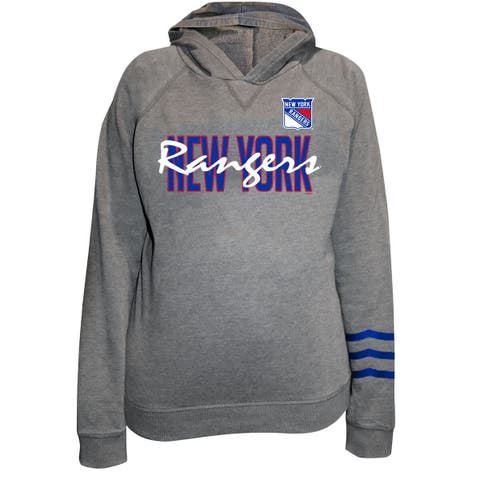 Women's Fanatics Heather Gray New York Rangers Plus Size Lightweight Fleece Raglan Pullover Hoodie