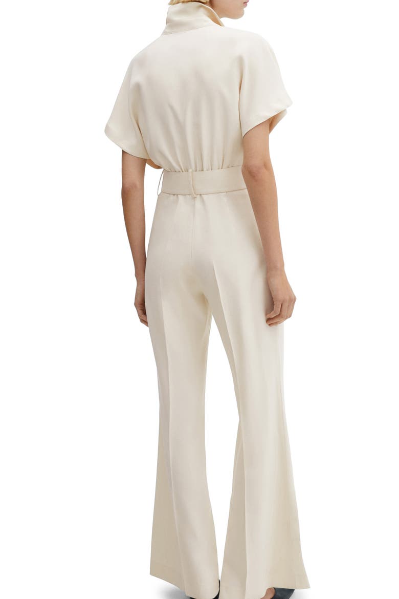 Belted Flare Leg Jumpsuit, Alternate, color, ECRU