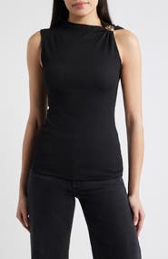 Loveappella Side Twist Texture Sleeveless Top