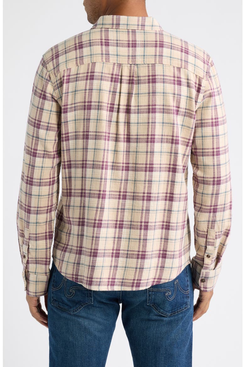Slim Fit Plaid Stretch Selvedge Button-Up Shirt, Alternate, color, GREEN/ PURPLE MULTI PLAID