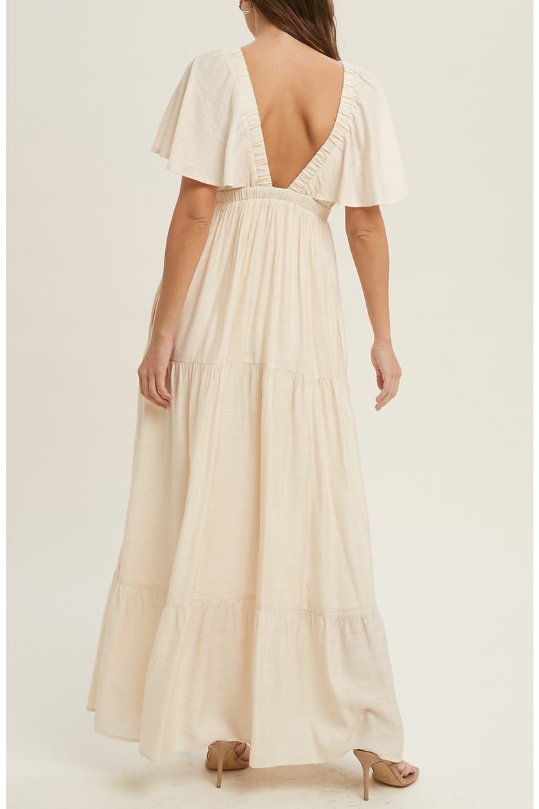 Flutter Sleeve Tiered Maxi Dress, Alternate, color, CREAM