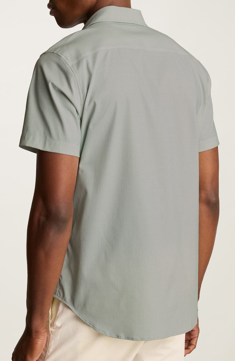 Bonobos Tech Slim Fit Geo Print Short Sleeve Button-Up Shirt, Alternate, color, Breen Geo V4 C43