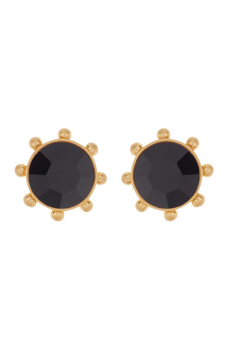 Kate Spade New York gold-tone bezel set crystal stud earrings, Main, color, Jet