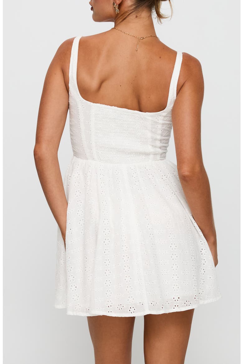 Cartmel Embroidered Eyelet Cotton Minidress, Alternate, color, WHITE