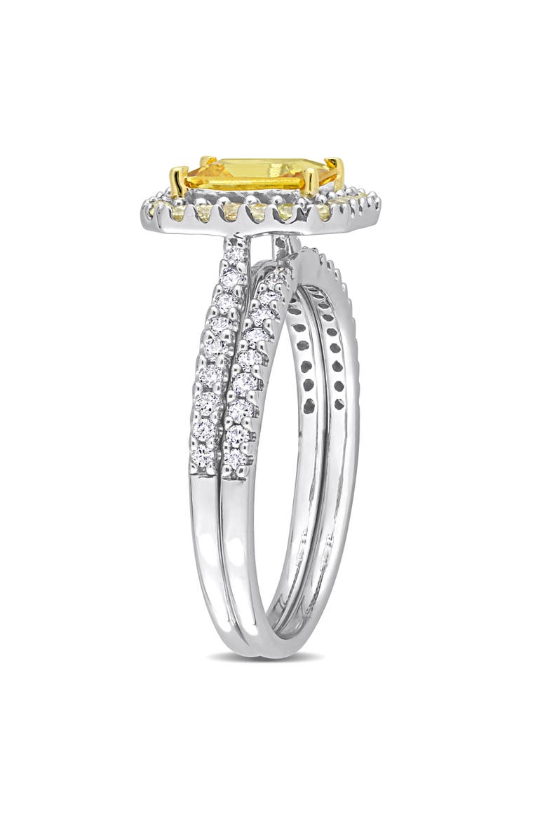 Sapphire & Diamond Halo Bridal Ring Set 14k, Alternate, color, Sapphire