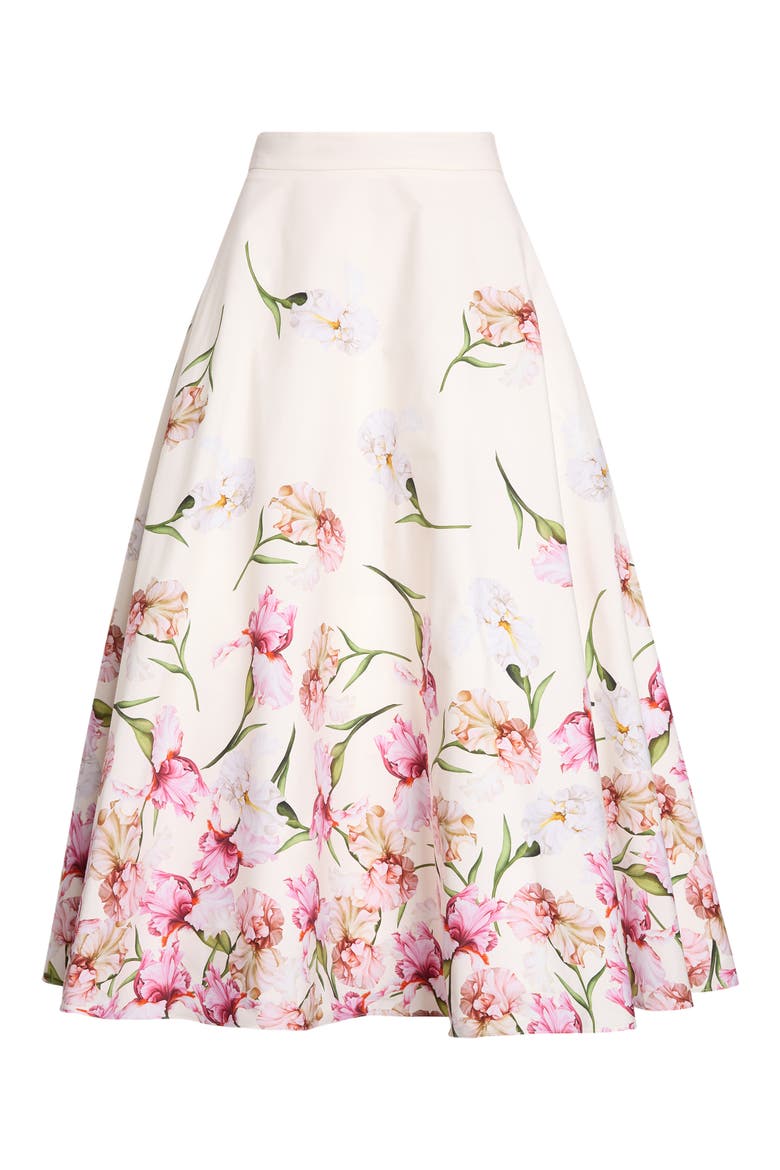 Painted Iris Cotton Poplin Skirt, Alternate, color, PINK/ IVORY