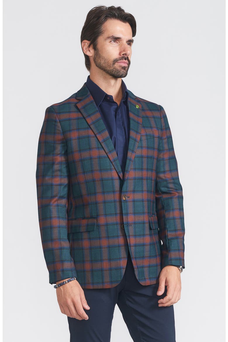 Plaid Print Wool Blend Sport Coat, Alternate, color, BLUE