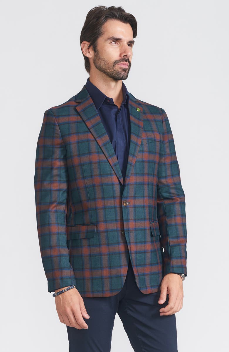 CRICKETEER Plaid Print Wool Blend Sport Coat, Alternate, color, Blue