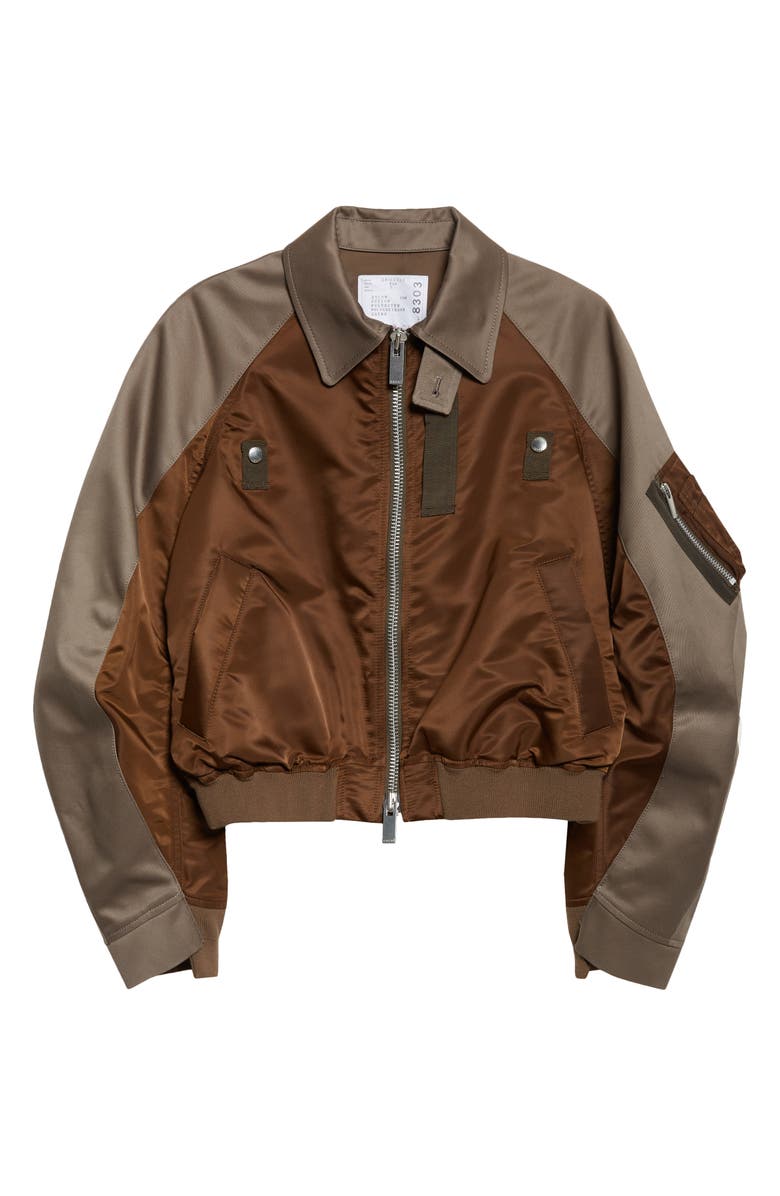Sacai Cotton Chino x Nylon Twill Jacket, Main, color, Brown/ Gray