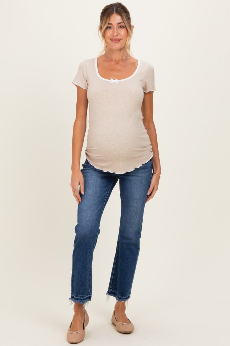 Released Hem Cropped Straight Leg Maternity Jeans, Alternate, color, Navy Blue