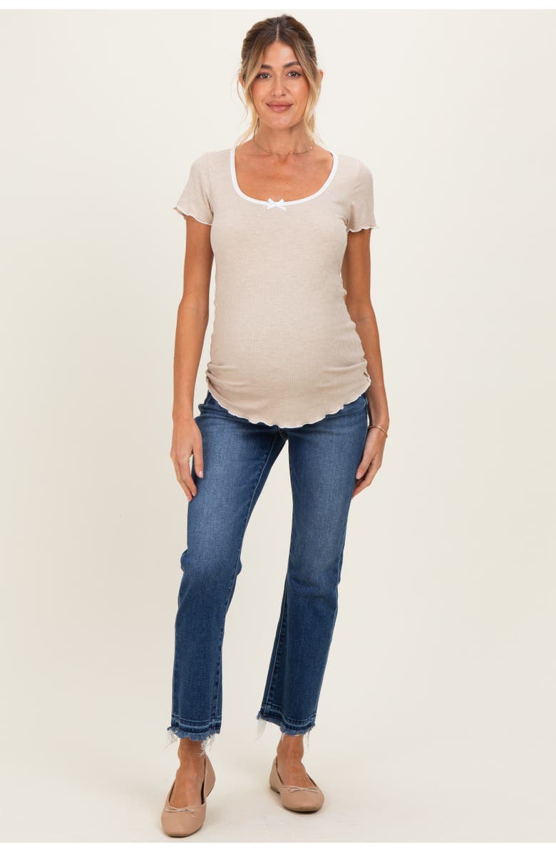 PinkBlush Released Hem Cropped Straight Leg Maternity Jeans, Alternate, color, Navy Blue