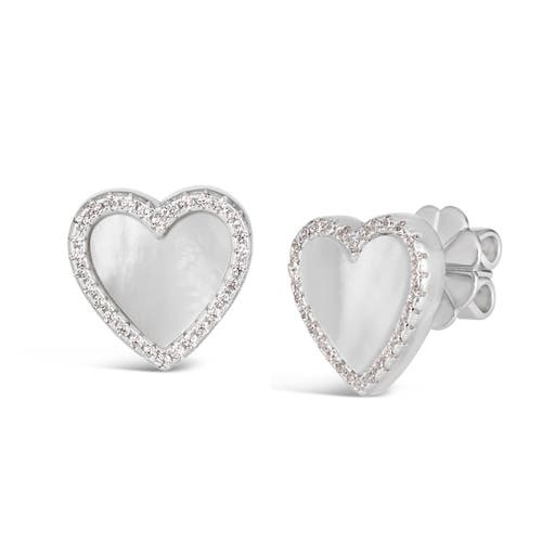 Anna Zuckerman House Of Hearts Mother Of Pearl Earrings In Mother Of Pearl/platinum