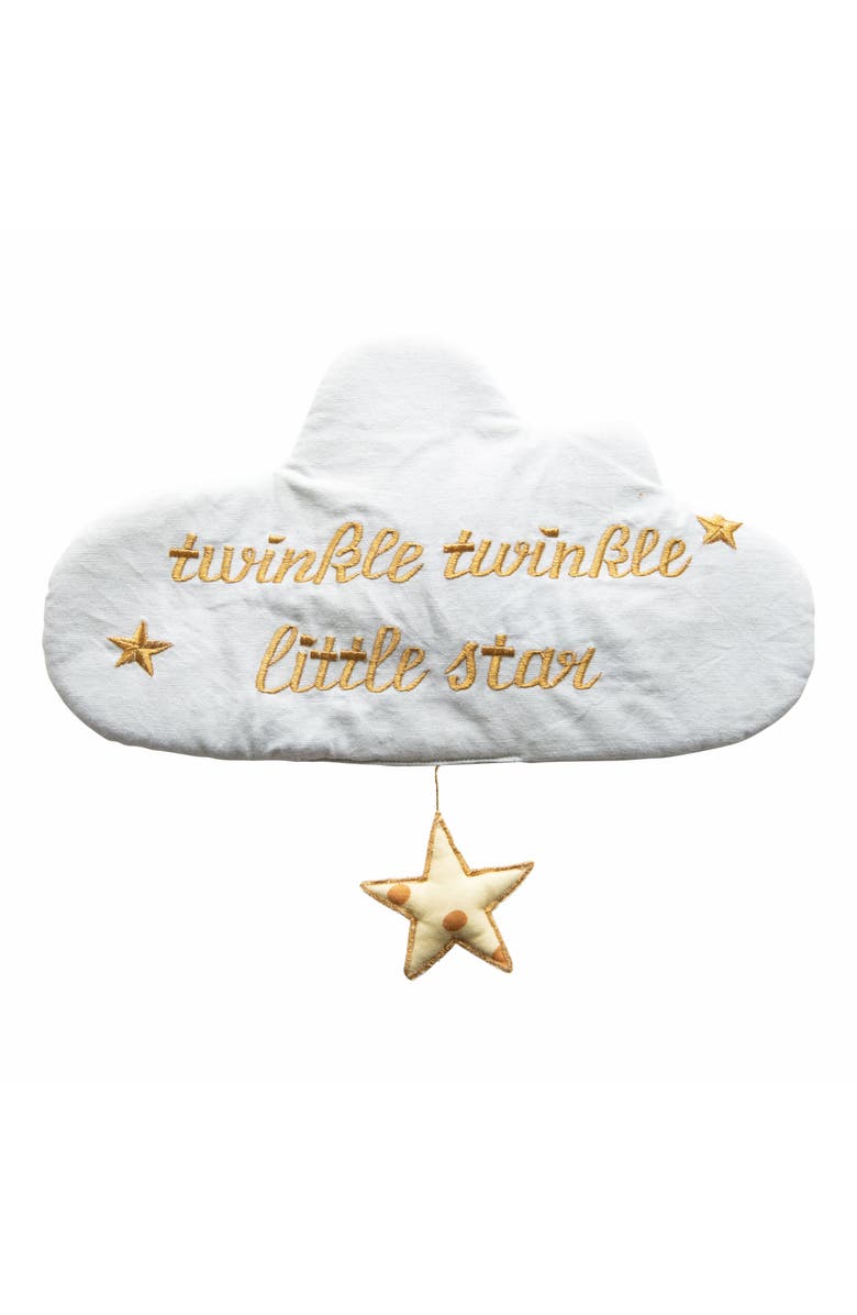 Storied Home Cotton Cloud Wall Hanging with Star and Embroidery, Main, color, White