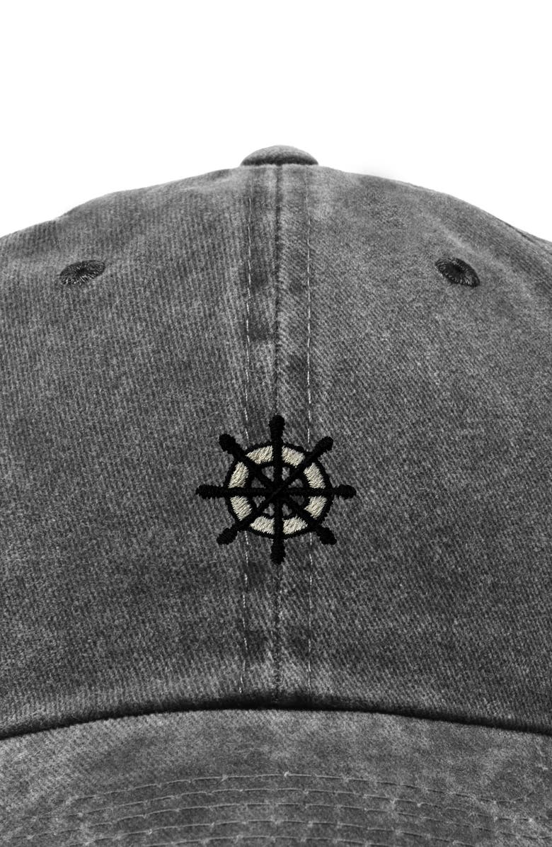 Dalix Ship Wheel Dad Hat, Alternate, color, Washed Black