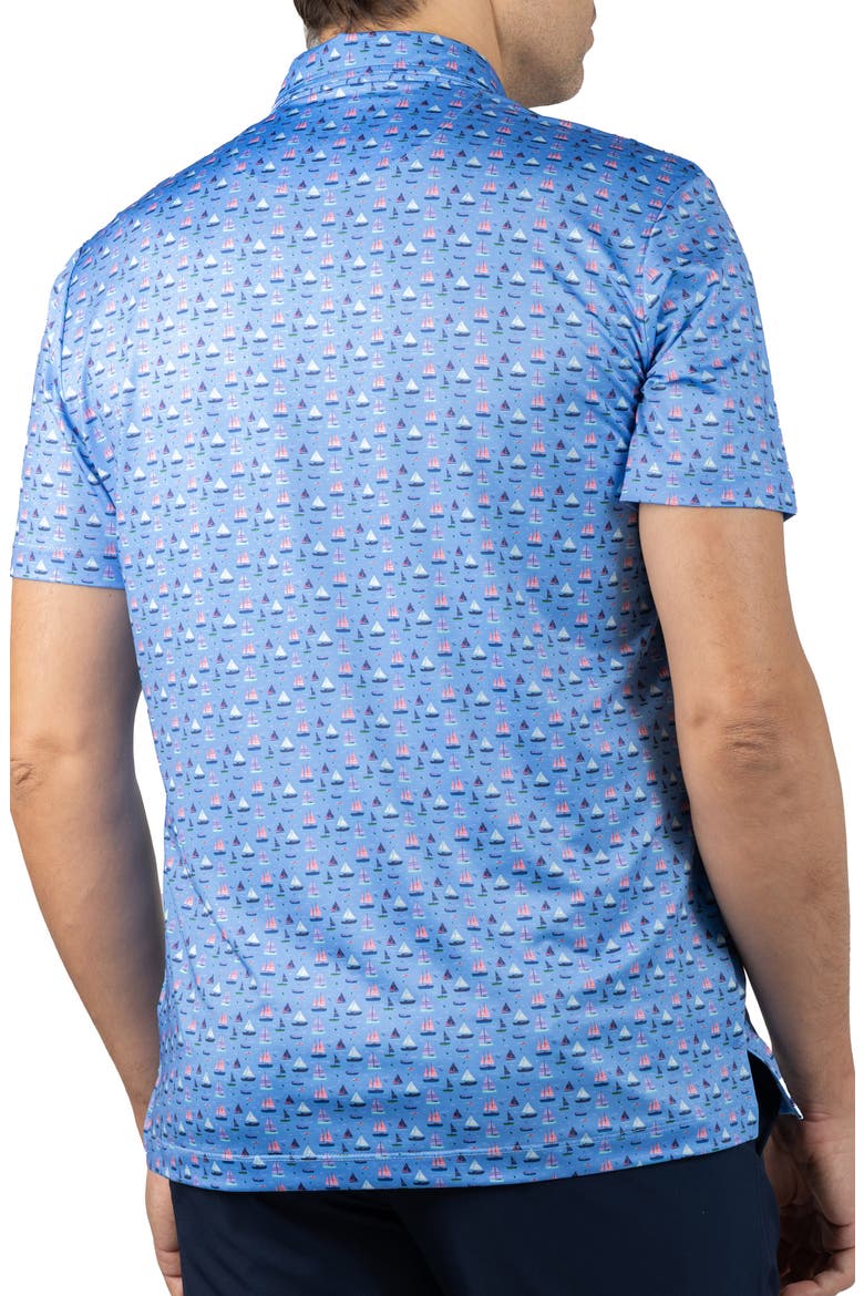 One the Sea Print Performance Polo, Alternate, color, BLUE
