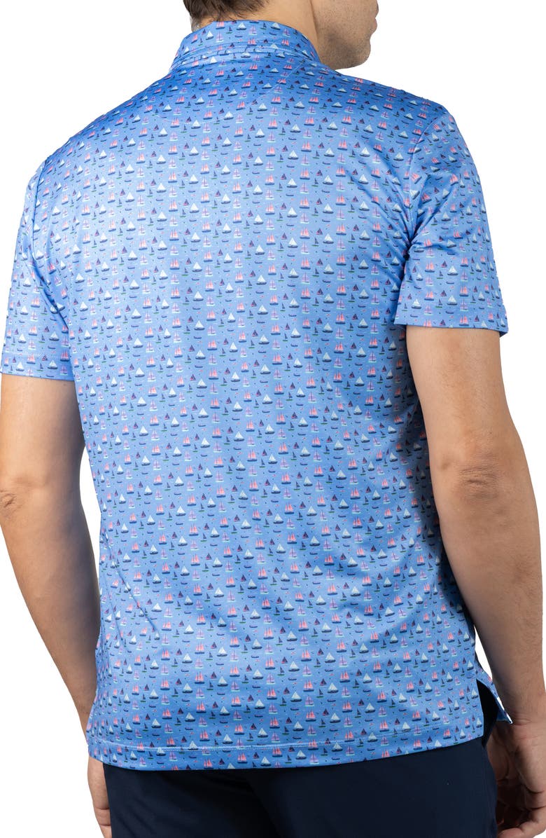 TailorByrd One the Sea Print Performance Polo, Alternate, color, Blue