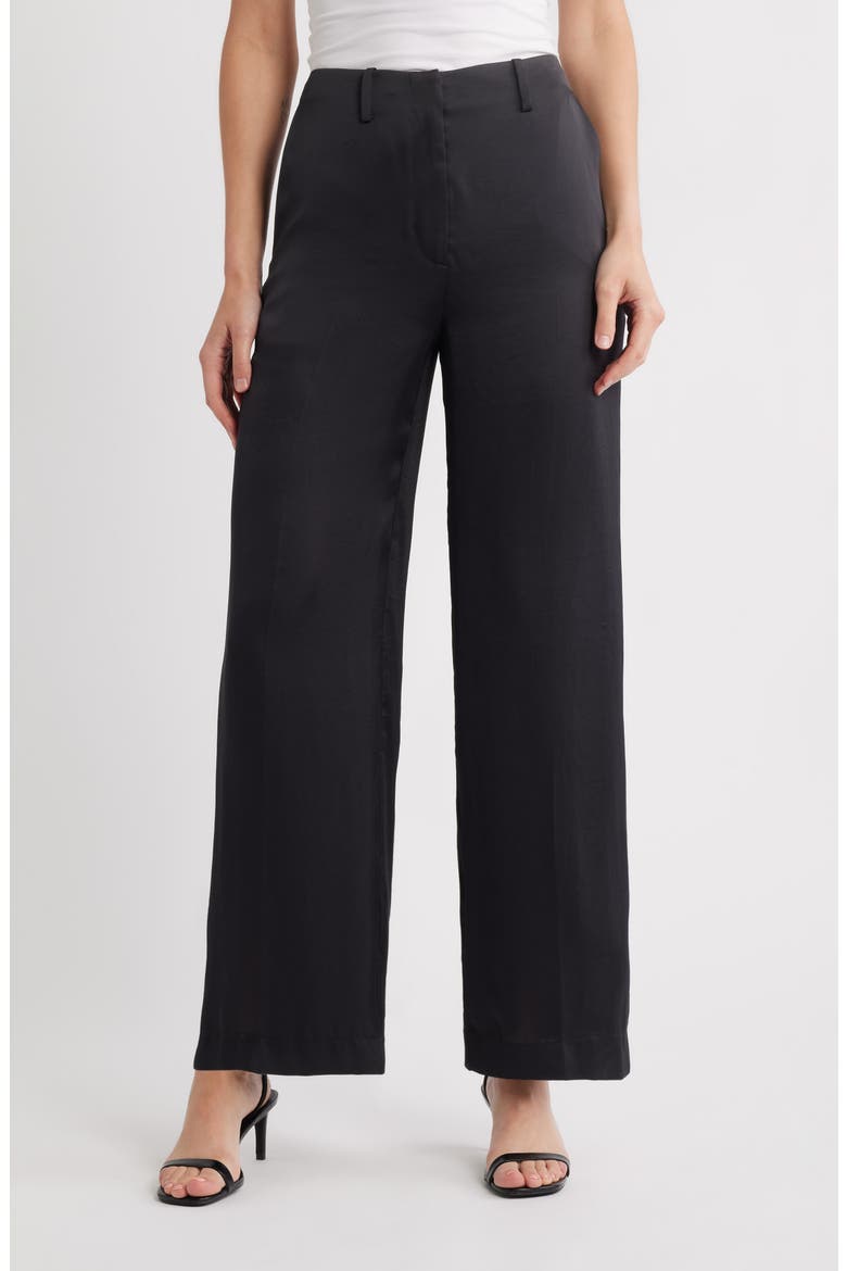 Clean Waist Straight Leg Pants, Main, color, BLACK